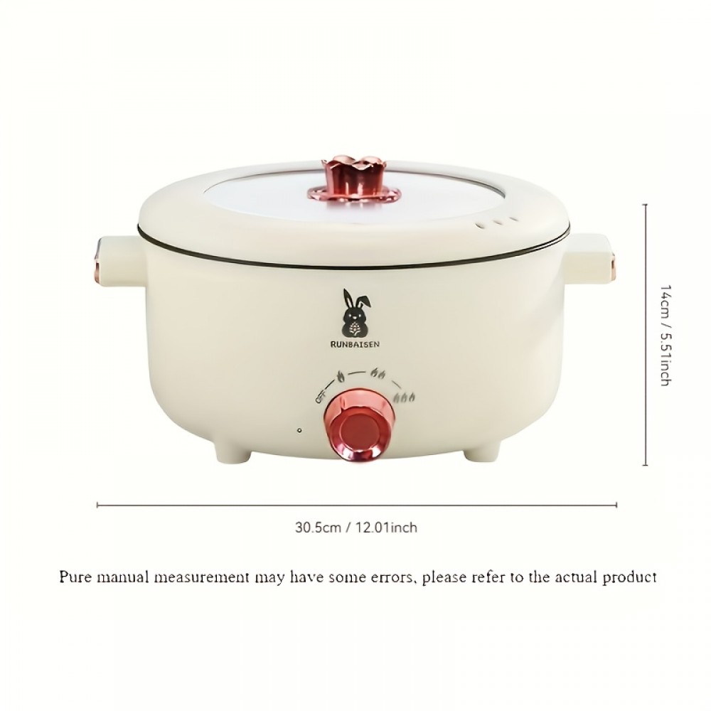 [Non-Stick Electric Pot] Non-Stick White Single-Layer Electric Pot | Multi-Function Electric Stew Pan Cookware