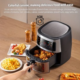 1.59gal Family Air Fryer Oven with Large Basket, Digital Timer & Keep Warm Function, Powerful 1350W, Stainless Steel Exterior & ABS Construction, for Home, Parties, Restaurants - Compatible with US Outlets (110-240V), Restaurant Equipment, Sleek Design, Durable Construction, Multifunctional Cooker, Professional Kitchens