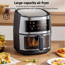 1.59gal Family Air Fryer Oven with Large Basket, Digital Timer & Keep Warm Function, Powerful 1350W, Stainless Steel Exterior & ABS Construction, for Home, Parties, Restaurants - Compatible with US Outlets (110-240V), Restaurant Equipment, Sleek Design, Durable Construction, Multifunctional Cooker, Professional Kitchens