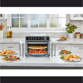 BLACK+DECKER Air Fryer Toaster Oven Combo, 12 in 1 Countertop Convection Oven Cooks Food Fast, Fits a Whole Pizza, French Doors