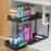 2-Tier Removable Storage Rack - Black Metal and Plastic Drawer Set with Non-Slip Design, Sliding Stability - Perfect for Kitchen and Bathroom Organization, Holds Cleaning Supplies