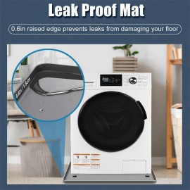 [No Hole Design Washer Pan] Non-Slip Silicone Washing Machine Drip Tray | 27x27 Inch Waterproof Washer Drain Pan, Anti-Vibration Floor Protector for Dryer and Washer, Easy Clean Leak Mat with No Hole Design, Nonslip Tray, Seamless Design, Flexible Mat, Washer Pan, Maintenance