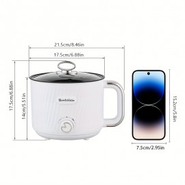 60.87oz Electric Hot Pot with Non-Stick Inner Liner - Multi-Functional Electric Cooker, Even Heating, 110V/220V Compatible, for Kitchen, Dorm, Office, Instant Noodles, Grilling - Thanksgiving & Christmas Gift, Dormitory Cooking, Compact Design