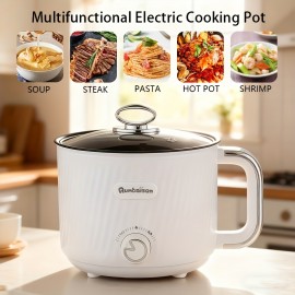 60.87oz Electric Hot Pot with Non-Stick Inner Liner - Multi-Functional Electric Cooker, Even Heating, 110V/220V Compatible, for Kitchen, Dorm, Office, Instant Noodles, Grilling - Thanksgiving & Christmas Gift, Dormitory Cooking, Compact Design