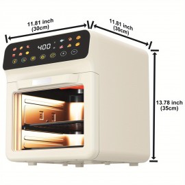 [Smart Air Fryer Oven] 12-in-1 Large 12-quart Air Fryer Oven | 12 One-Touch Preset Functions, Smart Cook Program, Two Baking Pan Accessories, Viewing Window, Interior Light, Adjustable Time & Temp, Oil-Free Family Cooker, Kitchen Appliances