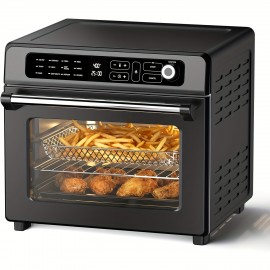 12-in-1 Portable Air Fryer Toaster Oven with Grill, Broil & Convection Bake - Large Capacity 6.34gal Stainless Steel Oven, 1400W Power, LED Touchscreen & Knob Control, Compact Design Suitable for, Dorm, RV - Quick & Easy Multi-Function Appliance