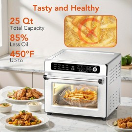 12-in-1 Portable Air Fryer Toaster Oven with Grill, Broil & Convection Bake - Large Capacity 6.34gal Stainless Steel Oven, 1400W Power, LED Touchscreen & Knob Control, Compact Design Suitable for, Dorm, RV - Quick & Easy Multi-Function Appliance