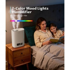 1.59gal Large Cool Mist Humidifier for full - 60-Hour Top-Fill Tank, Soundwave technology Quiet Operation, Humidistat Control & Diffuser for essential Oils, Nursery/Bedroom/Whole House Humidifiers, White