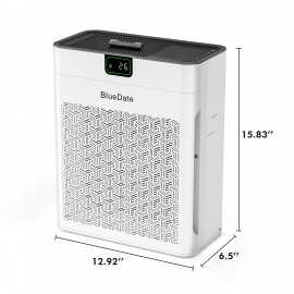 BlueDate Air Purifiers for Home Large Room Up to 1100 Sq Ft with PM 2.5 Display Air Quality Sensor for Pet Hair, 25dB Sleep Mode, Auto Mode, Timer, Aromatherapy, HEPA Air Purifier for Bedroom