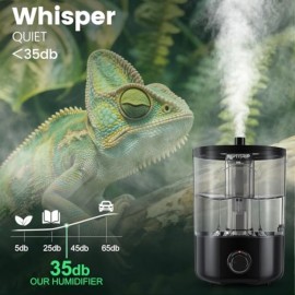 1 Gallon Reptile Humidifier Fogger with Adjustable Mist Output, Auto Shut-Off & Timer - Heavy-Duty Construction, Large Capacity for Bearded Dragons, Geckos, Snakes, Tortoises, Lizards, Amphibians - Ideal for Desert Reptiles, Chameleons