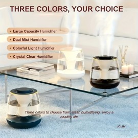 101.44oz Large Capacity Humidifier with Dual Nozzle Mist, Silent Operation, Digital Humidity Display, 7-Color Night Light, Overflow Protection, USB-Powered, for Home, Office, Humidifier For Home, Office Humidification, Modern Humidifier