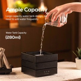 280Ml Essential Oil Diffuser with Flame Effect - Mimics a Bonfire with Atomization, Features 7-Color LED Mood Lighting, Operates Silently with Sound Wave Technology, Includes 2-Hour/4-Hour Timer, Automatic Shutoff, Ideal for Bedroom, Office, Yoga, And As a Gift for Aromatherapy.