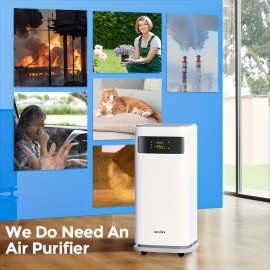Powerful Portable Air Purifier with True HEPA H13 Filter, Smart App Control, 4-in-1 Air for Allergens, Dust, Smoke, Odors, Pollen, Pet Dander, Mold Spores, 99.99% Efficiency, 0.1, Quiet Operation, Compact & Stylish Design for Home, Car, Office, Large Room Coverage, Energy-Efficient, Durable & Easy Maintenance, Black/White, Ideal for Allergen-Free Air, Air Purifier For Home, Car Air Purifier, Smoke Eliminator, Purifier Air, Home Air Purifier, Air Filter For Home,