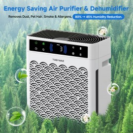 Large Room Air Purifier with True HEPA Filter & Activated Carbon - 2250 Sq Ft Coverage, USB-Powered, Washable Filter, for Bedroom, Office, Dorm Room