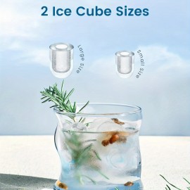 Portable Compact Ice Maker Machine with Self-Cleaning System, 24 lbs/Day & 24-Hour Operation, Digital Display & Timer, 2 Sizes (S/L) with Scoop & Basket - Countertop Ice Maker for Home, RV, Office, Bar, Coffee Station - Compatible with Milk, Drinks, Coffee - 120V, US Plug, 120W, 1.06gal Mini Fridge Design, Ideal for Small Spaces, Energy-Efficient, No Batteries Required, Perfect for Pairing with Milk/Drinks/Coffee, Compact & Portable for Indoor/Outdoor Use, Great for RVs and Bars, Ice