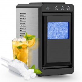 Ice Maker Countertop, Portable Ice Machine with Self-Cleaning, 26 lbs/ 24Hrs, 8 Cubes in 6 Mins, Quiet Compact Ice Maker for Home, Kitchen, RV, Camping, Ice Maker with Handle
