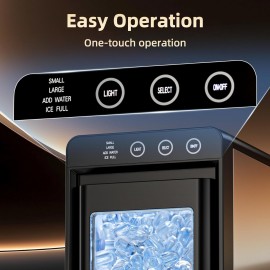Portable Countertop Ice Maker Machine - 8 Cubes in 6 Mins, 26 lbs/24H, Self-Cleaning Compact Ice Maker with 27.05oz Tank & 1.1lb Bin, Fast Ice Production for Home, RV, Camping, Parties, Plug-in (110V) with Scoop & Basket