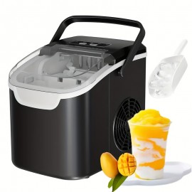 Multi-Gauge Commercial Ice Machine Countertop, 28/35/45 Lb/Day, Self-Cleaning, 24 Hour Timer, LED Panel with Ice Scoop, Bullet Ice/Nugget/Cube Ice Maker, Home/Bar/Party, with Ice Basket