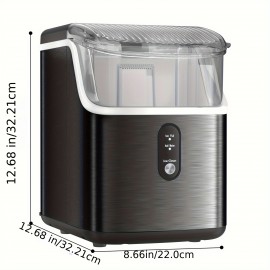Portable Countertop Nugget Ice Maker with One-Touch Self-Cleaning, 35lbs/24H & 7-Minute Ice Production, Soft Chewable Nuggets, Includes Scoop & Basket, Stainless Steel Design for Home, Kitchen, Office, Parties (Black), Chewable Ice Maker, Kitchen Appliance, Modern Kitchenware, Easyclean Machine