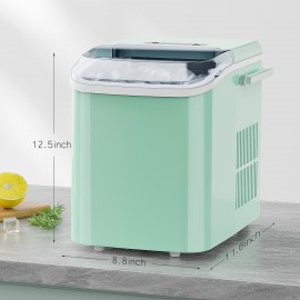 MCQ 1PCS Countertop Ice Maker | 9 Cubes in 6 Mins • 26lb Daily Capacity • Self-Cleaning • 2 Bullet Ice Sizes • Includes Scoop & Basket (Black/Green), 9 x 12 x 13 In