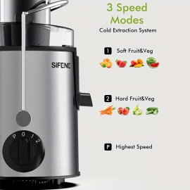 Qcen Juicer Machine, 800W Centrifugal Juicer Extractor With Wide Mouth 3