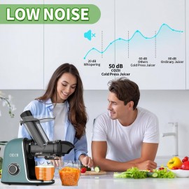 Cold Press Juicer, Non - Clog Slow Masticating Juicer Soft/hard Mode Quiet Motor, 3.6 Inch Large Feed Chute Vegetable and Fruit, Easy to Clean Juicer Machines, Dishwasher Safe, High Yield, Cold Pressed Juicer, Healthy Juicing, Home Juicing
