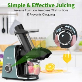 Cold Press Juicer, Non - Clog Slow Masticating Juicer Soft/hard Mode Quiet Motor, 3.6 Inch Large Feed Chute Vegetable and Fruit, Easy to Clean Juicer Machines, Dishwasher Safe, High Yield, Cold Pressed Juicer, Healthy Juicing, Home Juicing