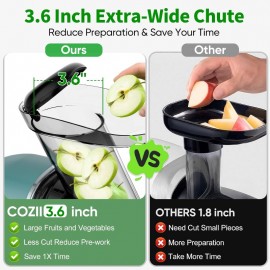 Cold Press Juicer, Non - Clog Slow Masticating Juicer Soft/hard Mode Quiet Motor, 3.6 Inch Large Feed Chute Vegetable and Fruit, Easy to Clean Juicer Machines, Dishwasher Safe, High Yield, Cold Pressed Juicer, Healthy Juicing, Home Juicing