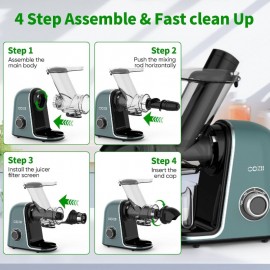 Cold Press Juicer, Non - Clog Slow Masticating Juicer Soft/hard Mode Quiet Motor, 3.6 Inch Large Feed Chute Vegetable and Fruit, Easy to Clean Juicer Machines, Dishwasher Safe, High Yield, Cold Pressed Juicer, Healthy Juicing, Home Juicing