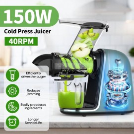 Cold Press Juicer, Non - Clog Slow Masticating Juicer Soft/hard Mode Quiet Motor, 3.6 Inch Large Feed Chute Vegetable and Fruit, Easy to Clean Juicer Machines, Dishwasher Safe, High Yield, Cold Pressed Juicer, Healthy Juicing, Home Juicing