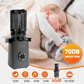 Cold Press Juicer, Slow Juicer Machine Easy To Clean, Self-Feeding Masticating Juicer With Large Feed Chute For Whole Fruits And Vegetables, High Juice Yield, Gray