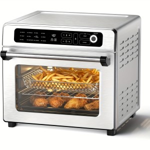 12-in-1 Portable Air Fryer Toaster Oven with Grill, Broil & Convection Bake - Large Capacity 6.34gal Stainless Steel Oven, 1400W Power, LED Touchscreen & Knob Control, Compact Design Suitable for, Dorm, RV - Quick & Easy Multi-Function Appliance