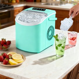 Countertop Ice Maker with Handle, Produces 26 Pounds Of Ice Within 24 Hours And 9 Ice Cubes In 7 Minutes. Portable Ice Maker Includes Ice Basket And Scoop, Suitable for Home/kitchen/camping/apartment Use., Home Ice Machine, Kitchen Appliance, Sleek