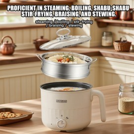 1, 8L Dual-Layer Electric Hot Pot with US Plug - 110-130V, 3-in-1 Multi-Functional Cooker for Steaming, Boiling, Frying & Braising, Compact Design for Home Kitchen, Halloween & Holiday Cooking, Kitchen Appliance, Modern Kitchenware, Durable Kitchen Item