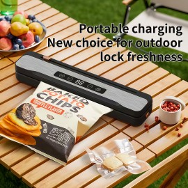 1pc Multifunctional Automatic Food Sealer, USB Rechargeable Portable Vacuum Packaging Machine with Snack Sealing and External Inflation Capability, Suitable for Long-Term Freshness, Ideal for Home Kitchen and Outdoor Picnics, 1500mAh Battery, Vacuum Sealer Machine Commercial, Vacuum Sealer For Food, Vacuum Sealer Bag, Vacuum Packaging Machine, Vacuum Sealer Machine, Sou Vide Machine, Food Vacuum Sealer With Bags, Vacuum Sealing Device, Bag Sealer, Kitchen Accessory