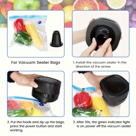 Mason Jar Vacuum Sealer with Vacuum Bags, Suitable for Wide and Regular Mouth Mason Jars, for Storing Dry Goods, Includes 5 Wide and 5 Regular Mouth Mason Lids
