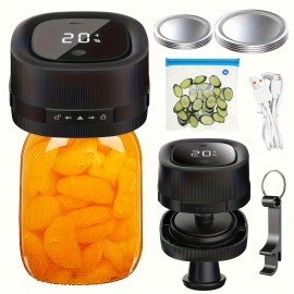 Mason Jar Vacuum Sealer with Vacuum Bags, Suitable for Wide and Regular Mouth Mason Jars, for Storing Dry Goods, Includes 5 Wide and 5 Regular Mouth Mason Lids