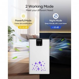 Dehumidifier, 95oz Dehumidifiers Home, 1000 sq. ft. Dehumidifier Basement Bathroom Bedroom with Auto Shut Off, 7 Colors LED Light, Quiet Dehumidifiers with Sleep Mode, White, Dehumidifier with Drain, Dehumidifier for Bathroom, Dehumidifier Bag