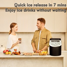 Hailang Countertop Ice Maker With Handle, Produces 26 Lbs Of Ice In 24 Hours, Makes 9 Cubes In 7 Minutes, Portable Ice Maker With Basket And Scoop, Ideal For Home/Kitchen/Camping, Black