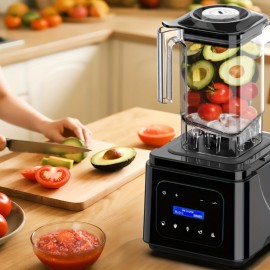 Commercial Quiet Blender | 61oz Smart Blender | Kitchen Blender with Soundproof | 5 Auto Programs | 1.8L Thickened Safe Jar | Triple Noise Reduction | Removable Splash Guard | Continuous Heavy-Duty Use, Self-Cleaning for Smoothies & Soups