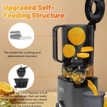 Cold Press Juicer, Slow Juicer Machine Easy To Clean, Self-Feeding Masticating Juicer With Large Feed Chute For Whole Fruits And Vegetables, High Juice Yield, Gray